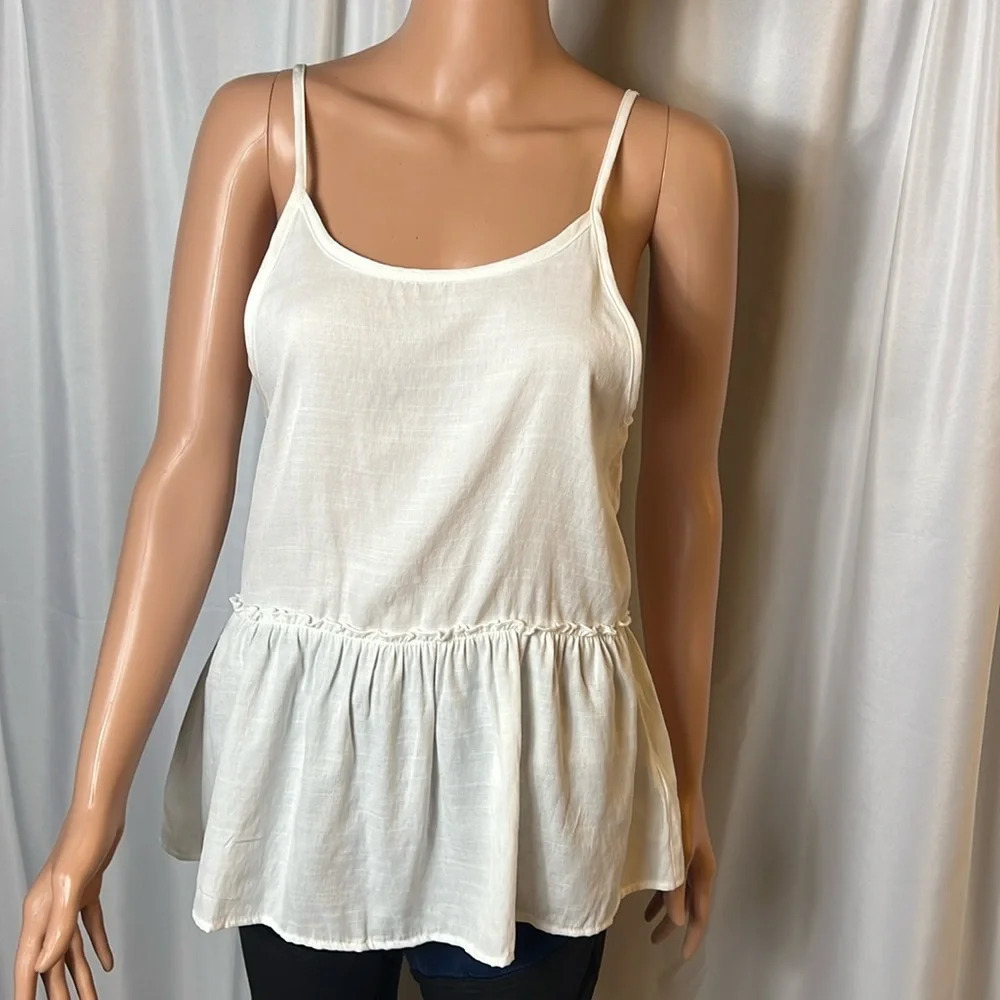 Jolie Tank Top White Bohemian Flowy Multiple Sizes Open Tie Back